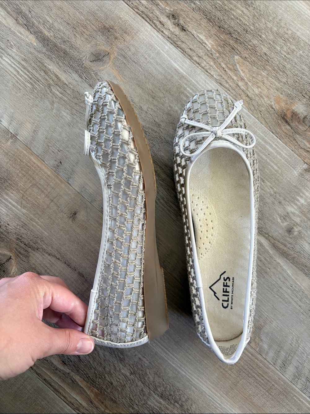 Cliffs by WHITE MOUNTAIN Taupe Woven Slip-On Ballet Flats - Size 6M
